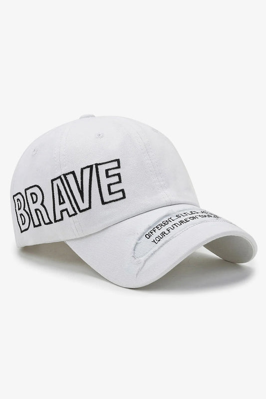 White "Brave" Embroidered Cap