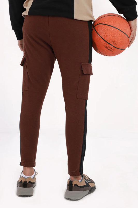 Black Panel Striped Jog Pants