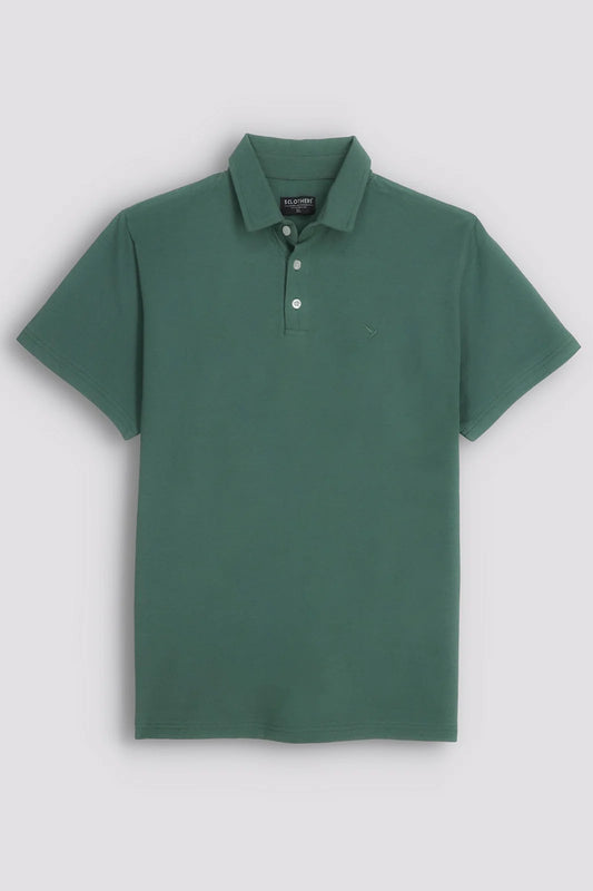 Green Regular Fit Short Sleeve Pique Polo Shirt