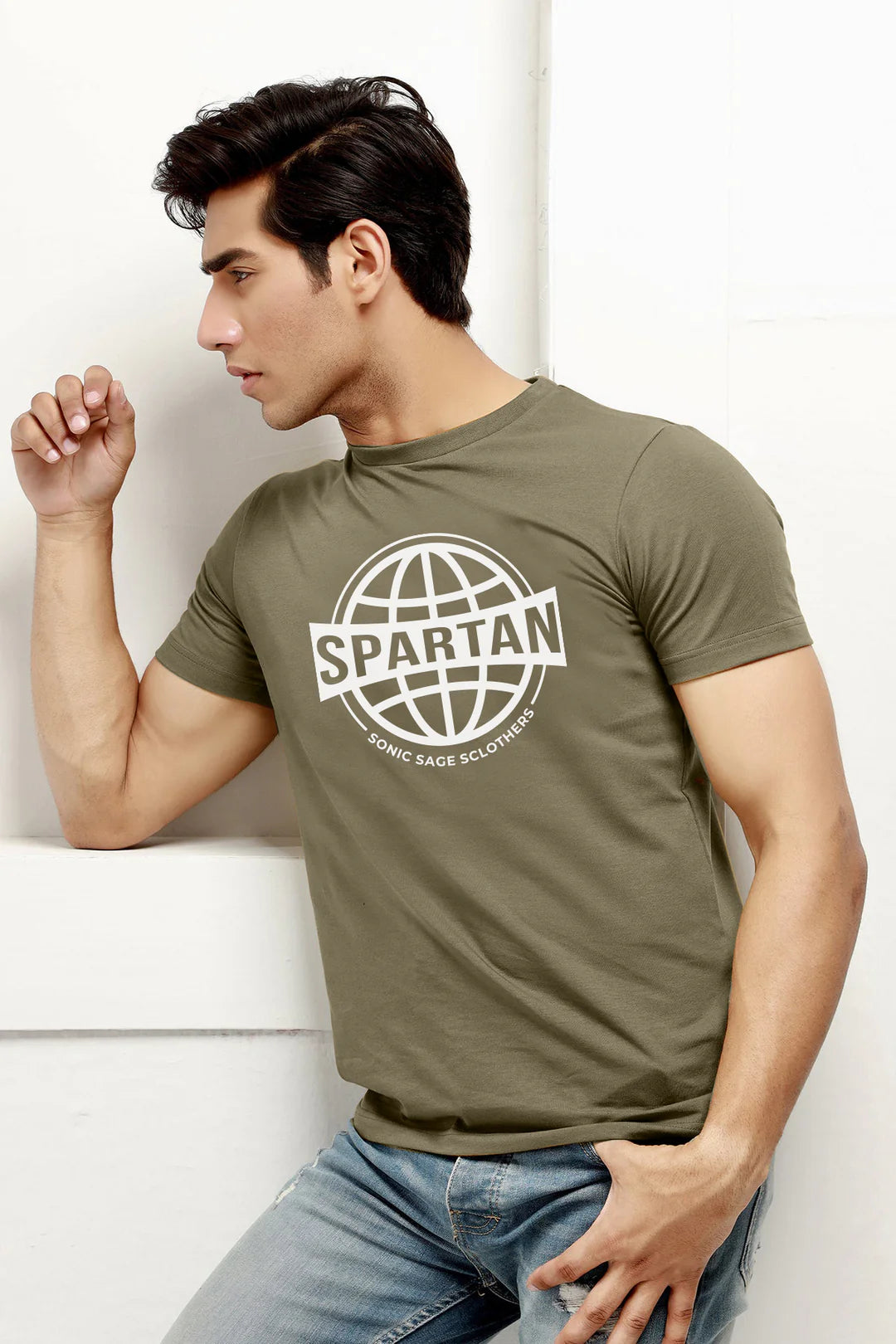Basic Green Spartan Graphic T-Shirt