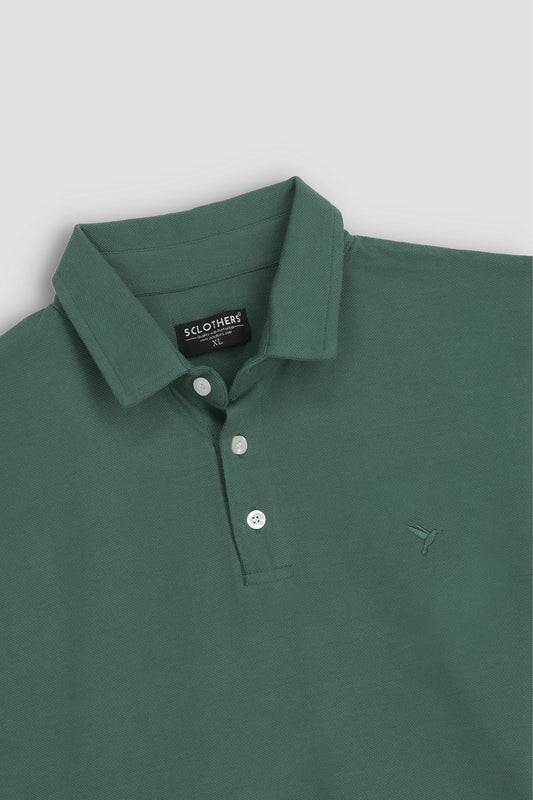 Green Regular Fit Short Sleeve Pique Polo Shirt