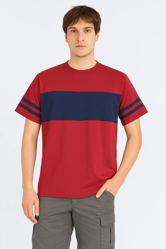 Maroon Cut & Sew T-Shirt